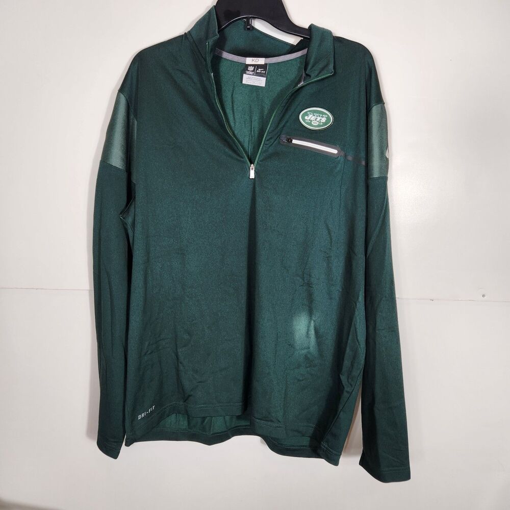 New York Jets Nike Jacket Mens X Large Dri-Fit Pullover 1/4 Zip NFL Onfield